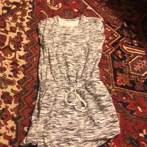 A grey and white romper.